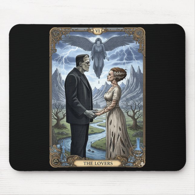 Monstret frankenstein och brud älskare tarot musmatta (Framsidan)