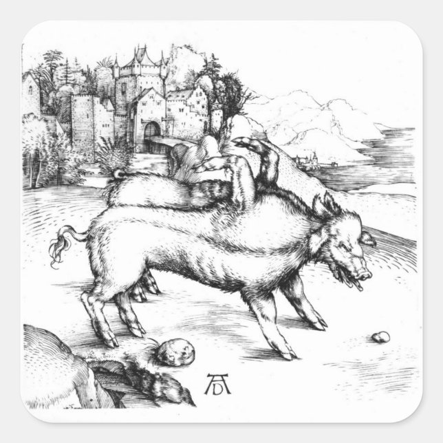 Monstrous Gris Fyrkantigt Klistermärke (Framsida)