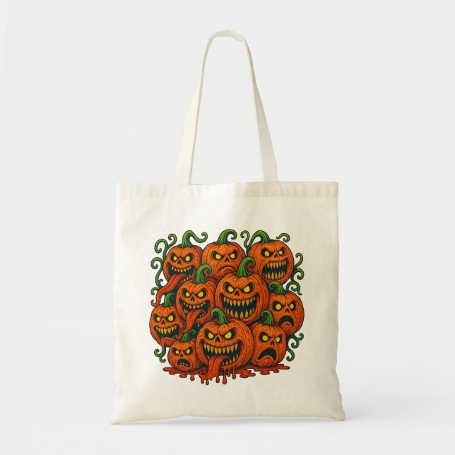Monstrous Pumpkin Horde Trick-or-Treat Tote Tygkasse (Framsidan)