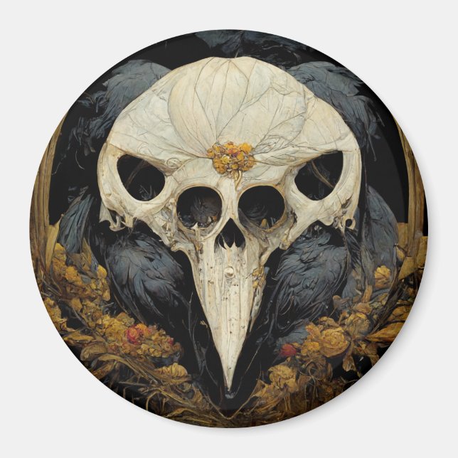 Monstrous Raven Horror Goth Gothic Magnet (Framsidan)
