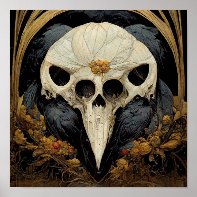 Monstrous Raven Horror Goth Gothic Poster (Framsidan)