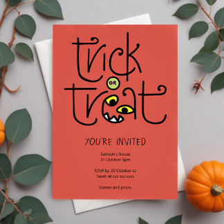 Monstrous trick-or-treat-inbjudan - orange julkort