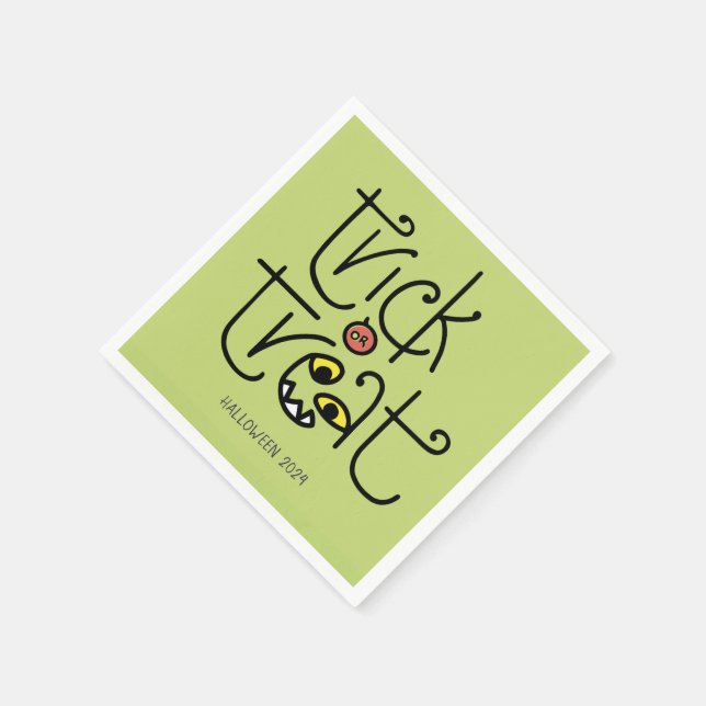 Monstrous trick-or-treat-napkin - grönt pappersservett (Hörn)