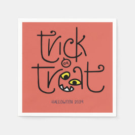 Monstrous trick-or-treat-napkin - orange pappersservett