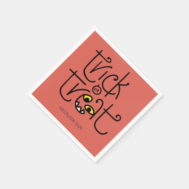 Monstrous trick-or-treat-napkin - orange pappersservett (Hörn)