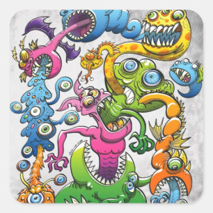 Monstrously Messy Fyrkantigt Klistermärke