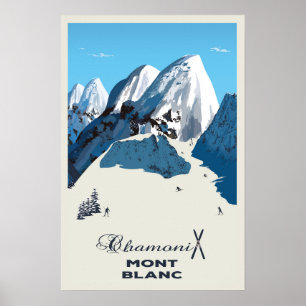 Mont Blanc, Chamonix, Ski Poster