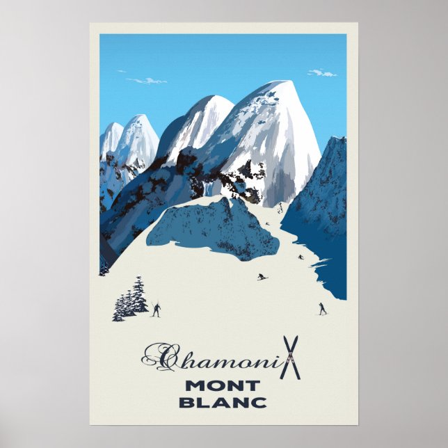 Mont Blanc, Chamonix, Ski Poster (Framsidan)