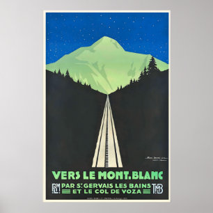 Mont Blanc Chamonix Skidåkning Alperna Frankrike V Poster