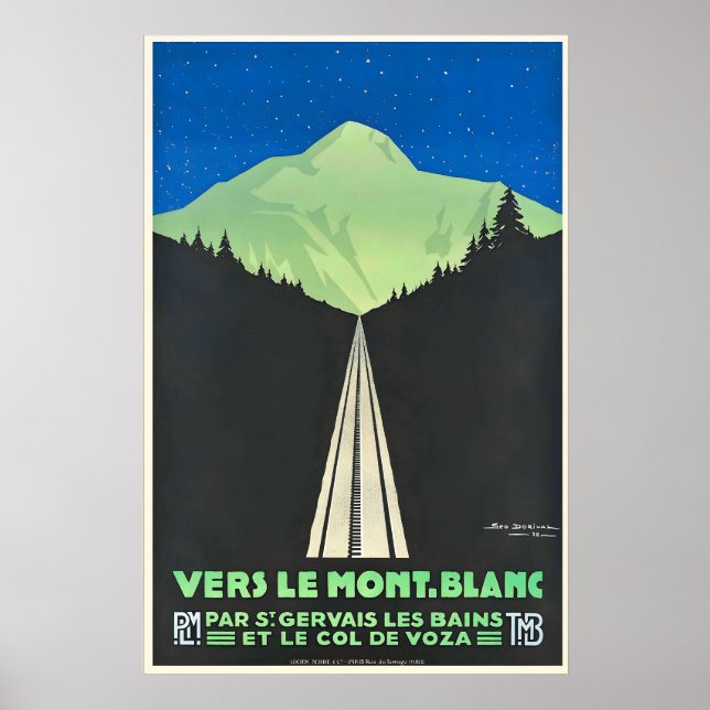 Mont Blanc Chamonix Skidåkning Alperna Frankrike V Poster (Framsidan)