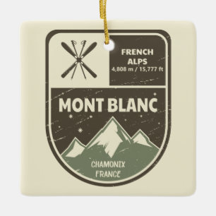 Mont Blanc Fransk Alpernor Chamonix Frankrike  Julgransprydnad Keramik