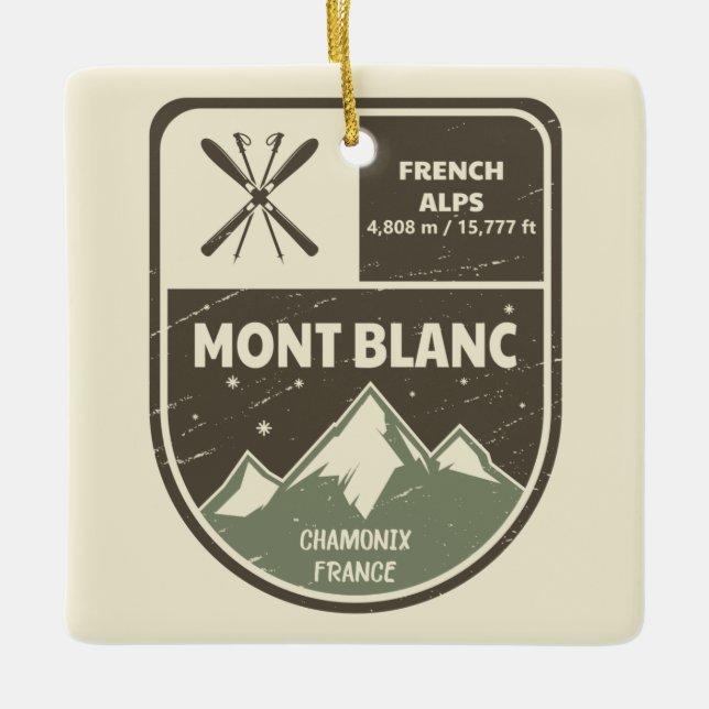 Mont Blanc Fransk Alpernor Chamonix Frankrike  Julgransprydnad Keramik (Framsida)