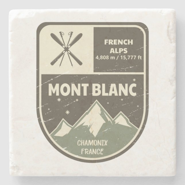 Mont Blanc Fransk Alpernor Chamonix Frankrike  Stenunderlägg (Framsidan)