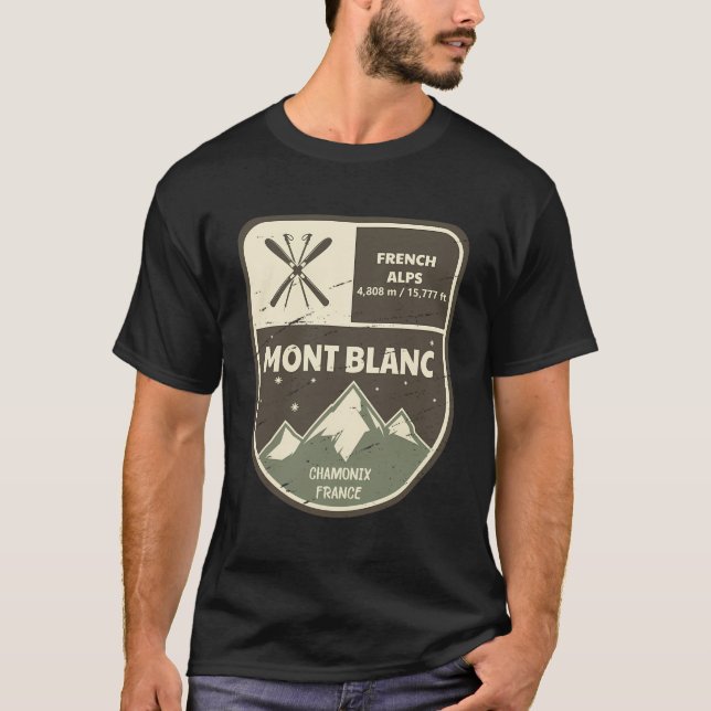 Mont Blanc Fransk Alpernor Chamonix Frankrike T Shirt (Framsida)