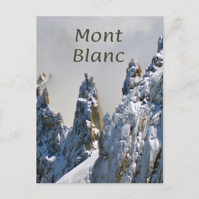 Mont Blanc Monte Bianco White Mountain Alpernas Eu Vykort (Framsida)