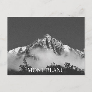Mont Blanc Mountain Chamonix Frankrike BW Vykort