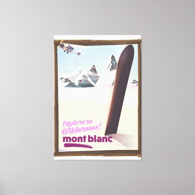 Mont blanc Snowboarding-reseaffisch. Canvastryck (Framsida)