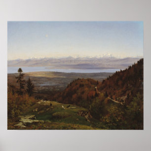 Mont Blanc som ses från Sanktt-Cergues, 1869 Poster