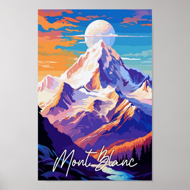 Mont Blanc vintage resor illustration Poster (Framsidan)