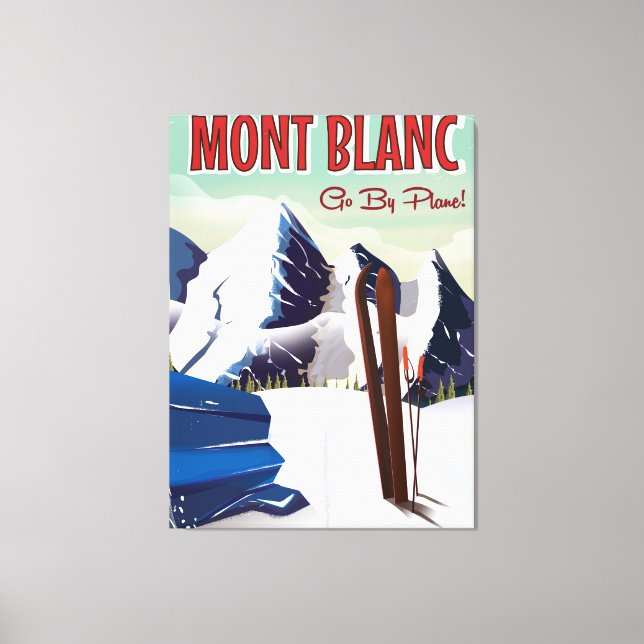 Mont Blanc-vintagens skidreseaffisch Canvastryck (Framsida)