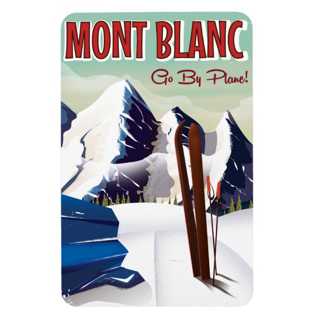 Mont Blanc-vintagens skidreseaffisch Magnet (Vertikal)