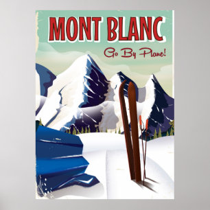 Mont Blanc-vintagens skidreseaffisch Poster