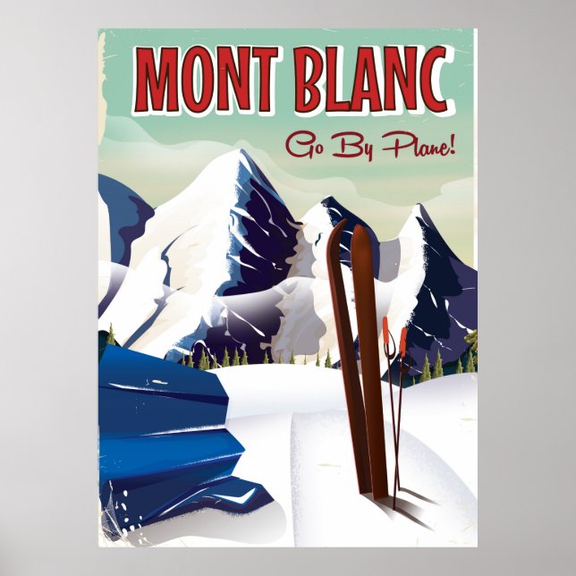 Mont Blanc-vintagens skidreseaffisch Poster (Framsidan)