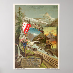 Mont Cervin Matterhorn Vintage affisch 1895