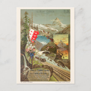 Mont Cervin Matterhorn Vintage affisch 1895 Vykort