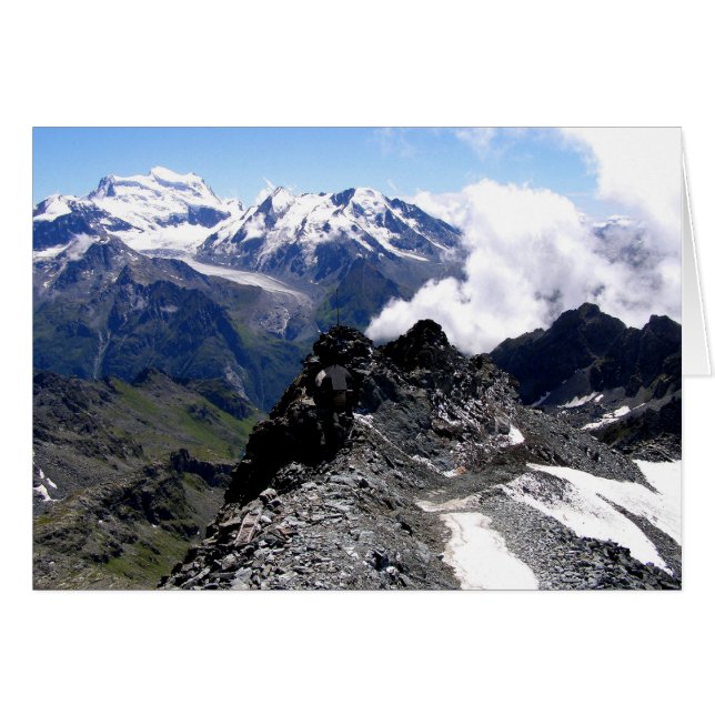 Mont Fort med berg- och glaciärkort Hälsningskort (Framsidan Horizontal)