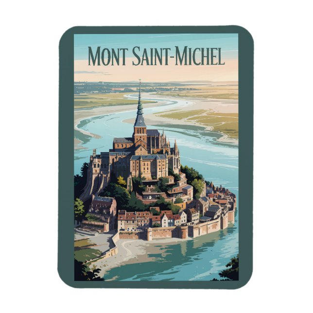 Mont-Saint-Michel Frankrike Illustration Resa Kons Magnet (Vertikal)