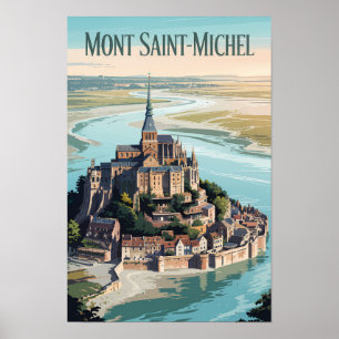 Mont-Saint-Michel Frankrike Illustration Resa Kons Poster