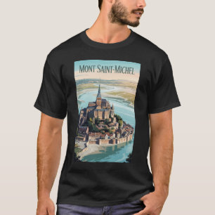 Mont-Saint-Michel Frankrike Illustration Resa Kons T Shirt