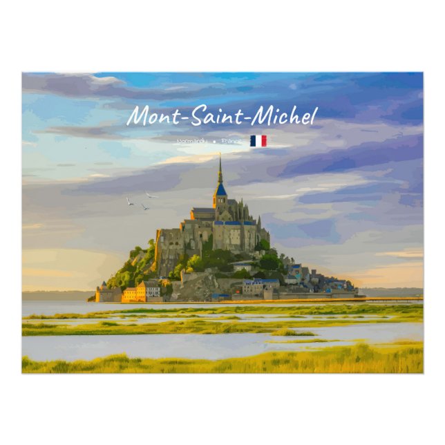 Mont-Saint-Michel, Frankrike - Medeltida kloster Fototryck (Framsidan)