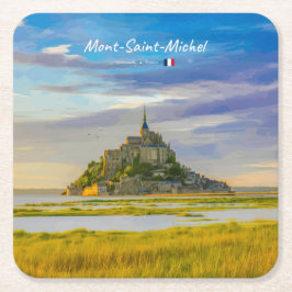 Mont-Saint-Michel, Frankrike - Medeltida kloster Underlägg Papper Kvadrat