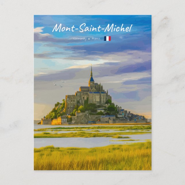Mont-Saint-Michel, Frankrike - Medeltida kloster Vykort (Framsida)