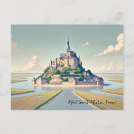 Mont Saint-Michel Frankrike Normandy Vykort