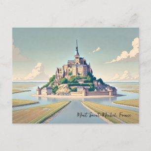 Mont Saint-Michel Frankrike Normandy Vykort