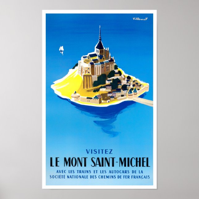 Mont Saint Michel Frankrike vintage resor Poster (Framsidan)