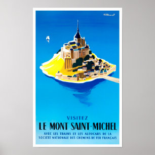 Mont Saint Michel Frankrike vintage resor Poster