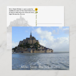 Mont-Saint-Michel High Tide, Normandie, Frankrike  Vykort