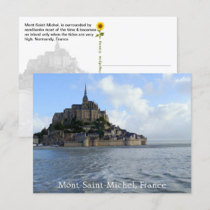 Mont-Saint-Michel High Tide, Normandie, Frankrike  Vykort