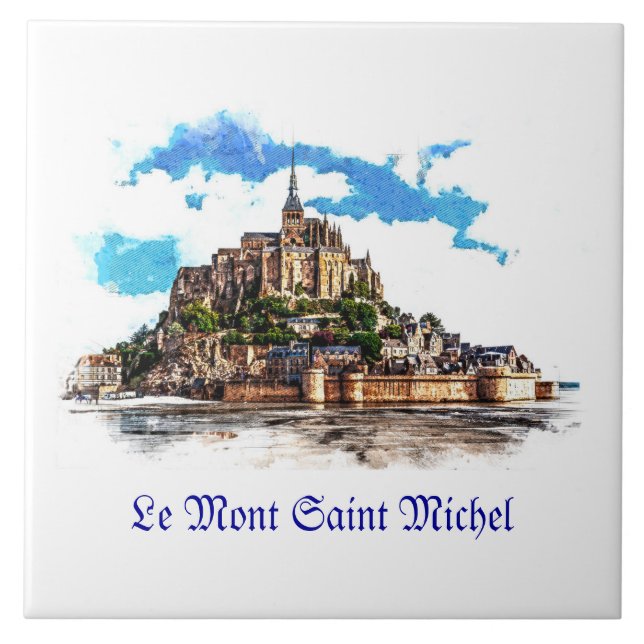 Mont Saint Michel i Normandie, Frankrike. Kakelplatta (Framsidan)