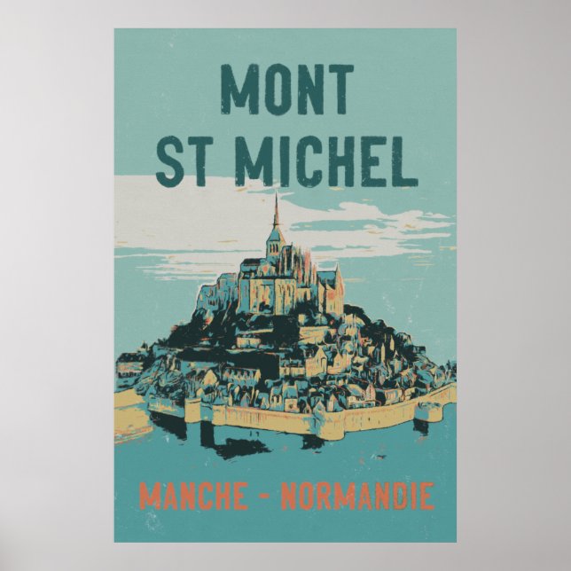 Mont Saint Michel illustration, Frankrike Poster (Framsidan)