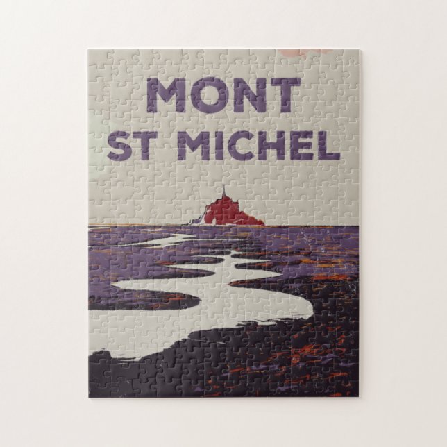 Mont Saint Michel illustration Frankrike Pussel (Vertikal)