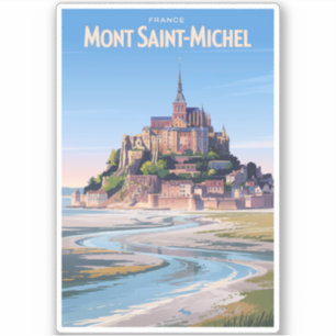 Mont Saint Michel Illustration Resa Konst Vintage Klistermärken