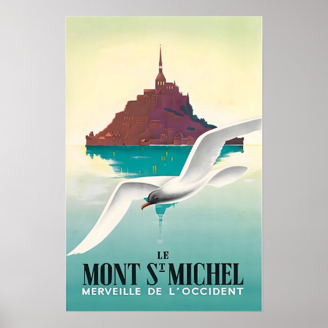 Mont Saint-Michel konst fransk reseposter Frankrik Poster (Framsidan)