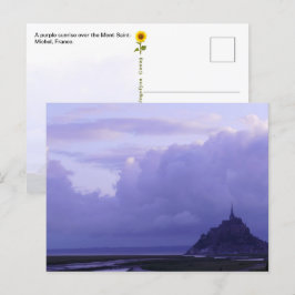 Mont-Saint-Michel Lila Sunrise, Frankrike-postkort Vykort