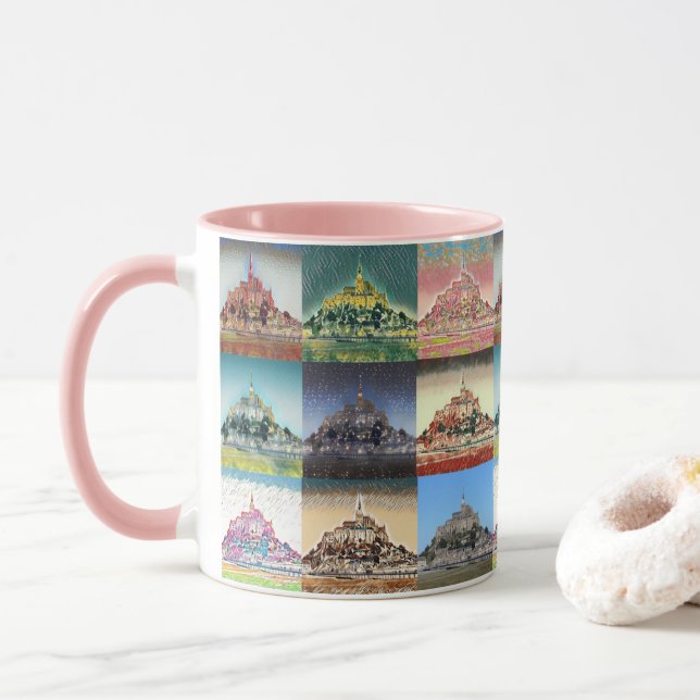 Mont Saint Michel, Normandie, Frankrike Collage Mugg (Med munk)