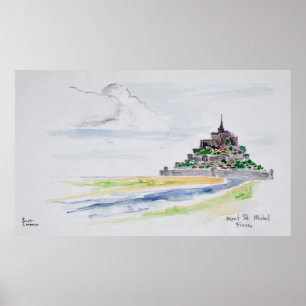 Mont Saint-Michel, Normandie, Frankrike Poster